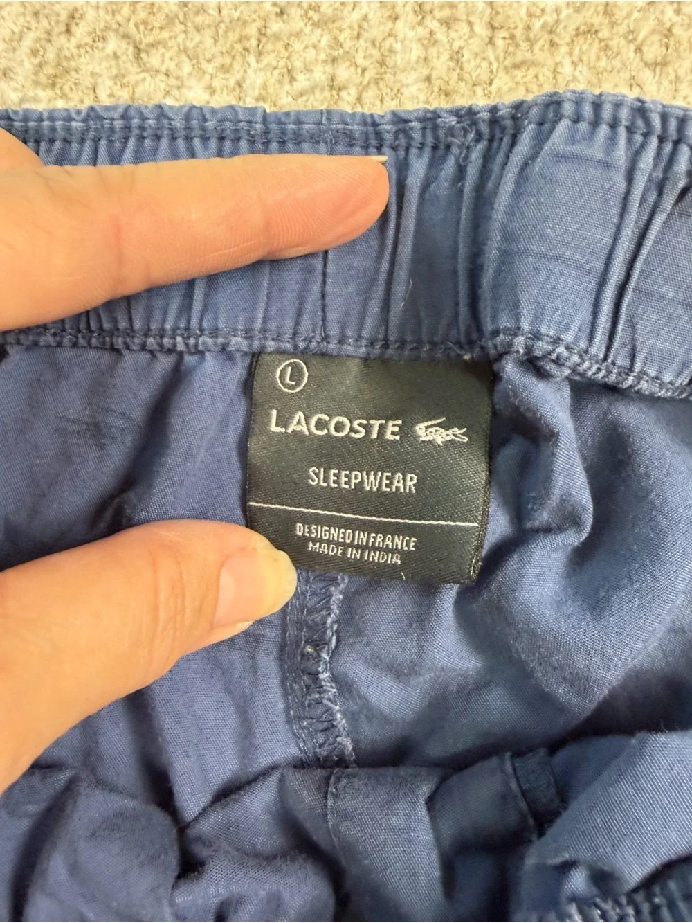 Lacoste Men’s Navy Drawstring Sleepwear pants with Subtle Logo